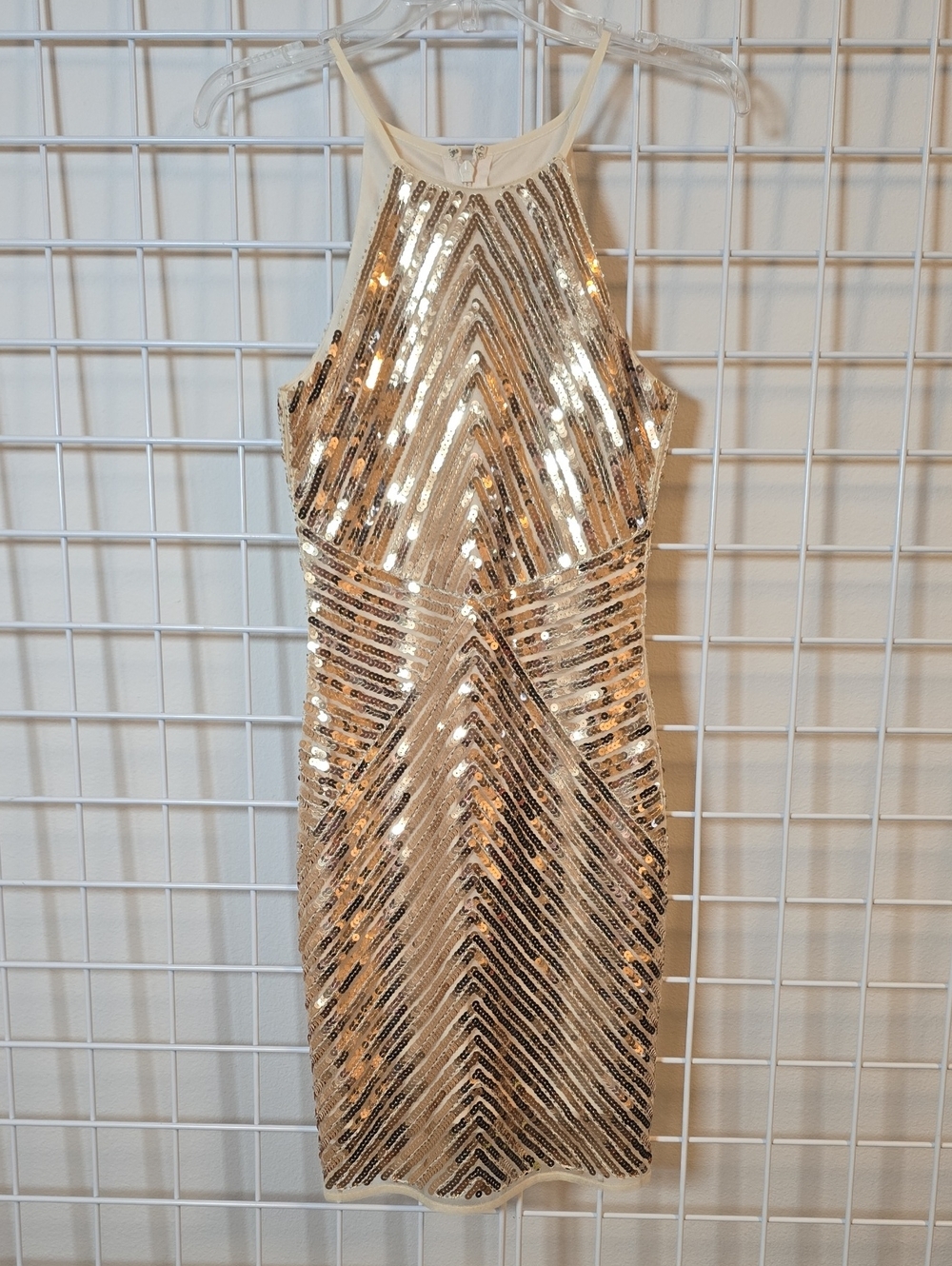 Lulu's Gold Sequin High-Neck Sleeveless Mini Dress Size XS